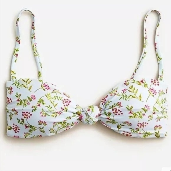J. Crew Other - J.Crew Womens Knot Bandeau Bikini Swim Top Cloud Meadow Floral Blue Size 2X